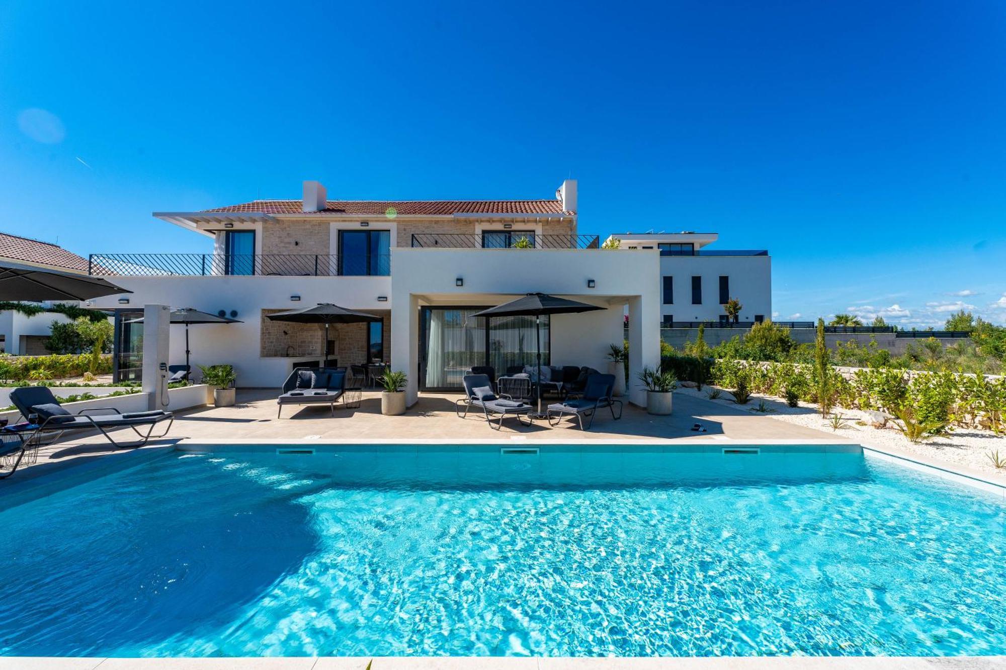 Luxury Villa Kaia With Sea View, Heated Pool And Spa Villa Vodice