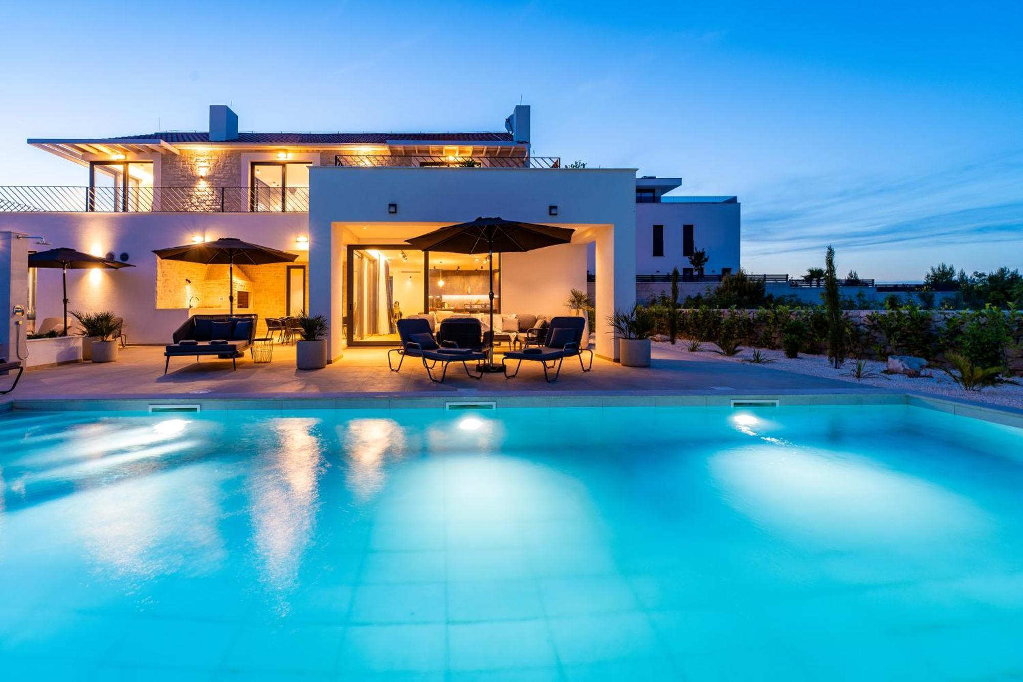 Luxury Villa Kaia With Sea View, Heated Pool And Spa Villa Vodice